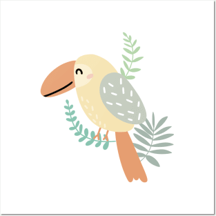 Cute parrot in the jungle. Kids' things. Posters and Art